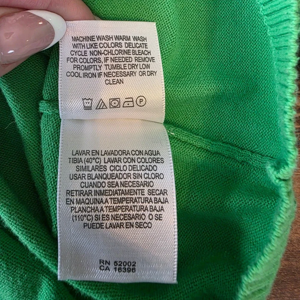 Liz Claiborne Small Cardigan Sweater Green  Button‎ Long Sleeve Cotton preppy